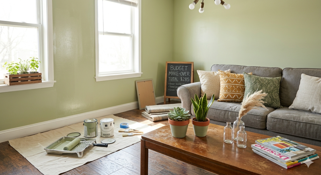 Budget-friendly home improvement project showing affordable ways to improve your home without spending much